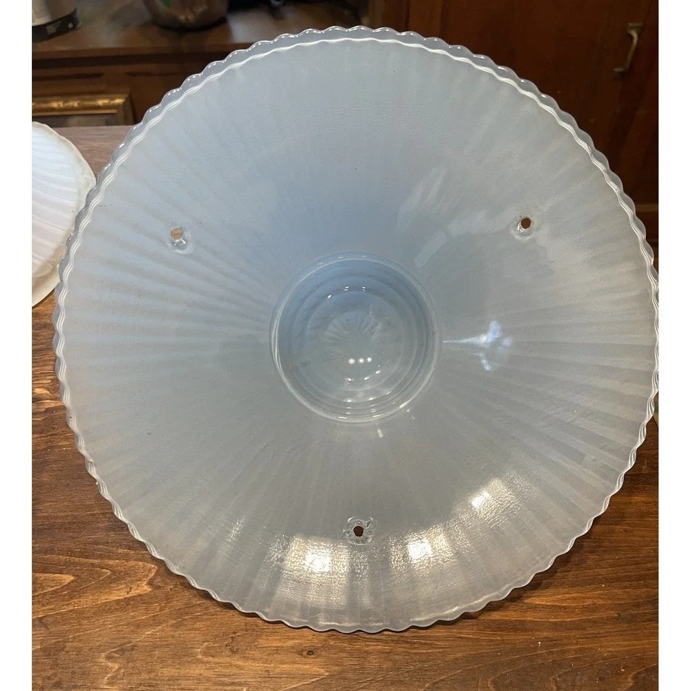 Macbeth Evans Petalware Monax Blue Opalescent Glass 3 Hole Ceiling Light Shade